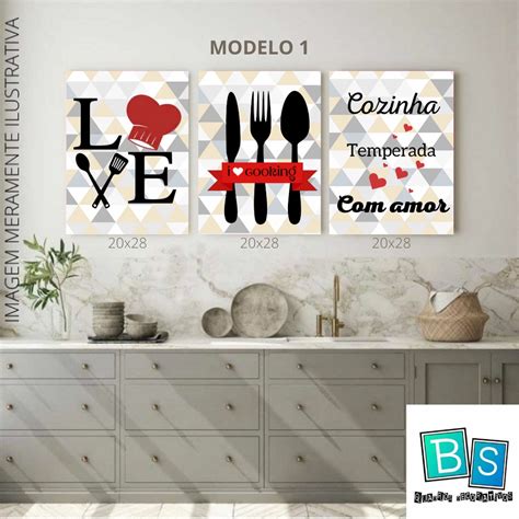 Kit 3 Quadros Decorativos Cozinha 20x28 | Shopee Brasil