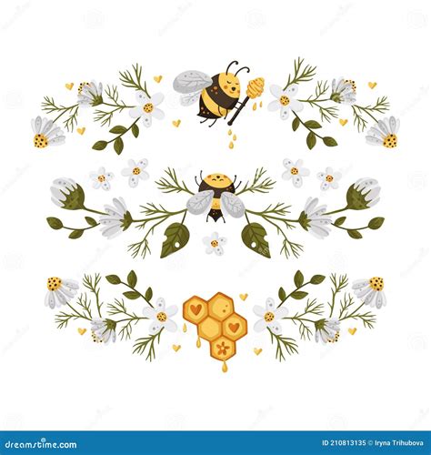 Honey Bee Vector Border Frame. | CartoonDealer.com #210813135