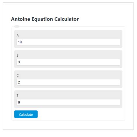 Antoine Equation Calculator - Calculator Academy