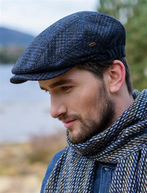 Kerry Tweed Flat Cap - Charcoal with Blue | Mucros Weavers