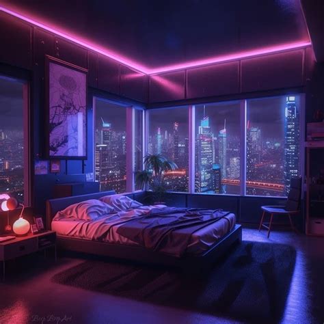 Pin by Nina Sutton on Apartment/Home | Aesthetic bedroom, Neon bedroom, Bedroom layouts