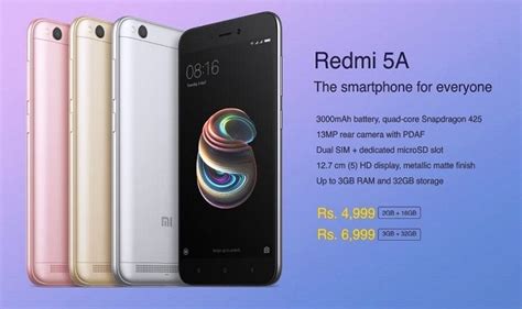 Xiaomi Redmi 5A Features:13-Megapixel Camera, 8-Day Battery Life, Specs ...