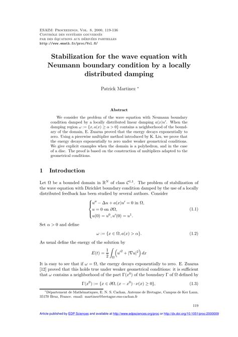 (PDF) Stabilization for the wave equation with Neumann boundary ...