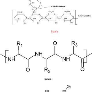 Chemical structure of natural polymers (Starch, Cellulose, Chitosan ...