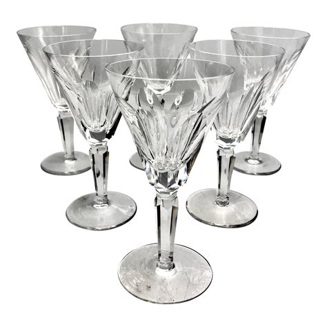 Vintage Waterford Sheila Pattern Crystal White Wine Glasses - Set of 6 | Chairish