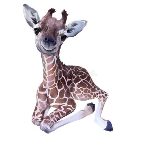 Giraffe Baby. Watercolor Painting Stock Illustration - Illustration of small, portrait: 138208778