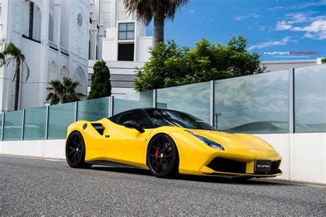 Ferrari 488 GTB Yellow with HyperForged LC5 Aftermarket Wheels | Wheel ...