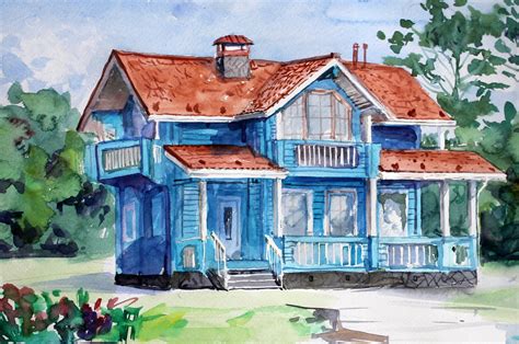 Watercolor Custom House Portrait Illustration Made to Order - Etsy