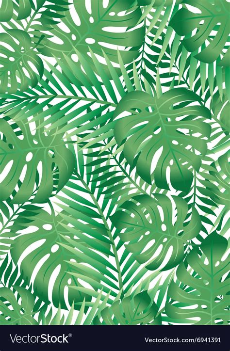 Green tropical palm tree leaves background Vector Image