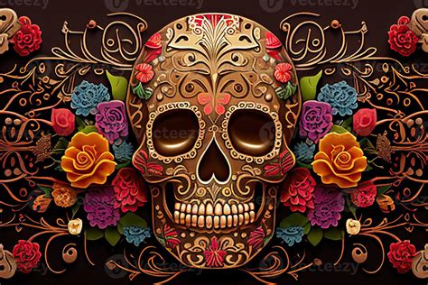 Dia De Los Muertos Background Day of the Dead Art Decoration, Bones ...