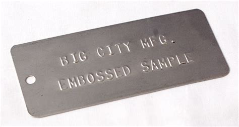 Embossed Metal Tags, Nameplates & Labels | Big City Manufacturing