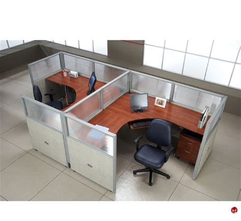 The Office Leader. 2 Person L Shape Office Desk Cubicle Cluster Workstation