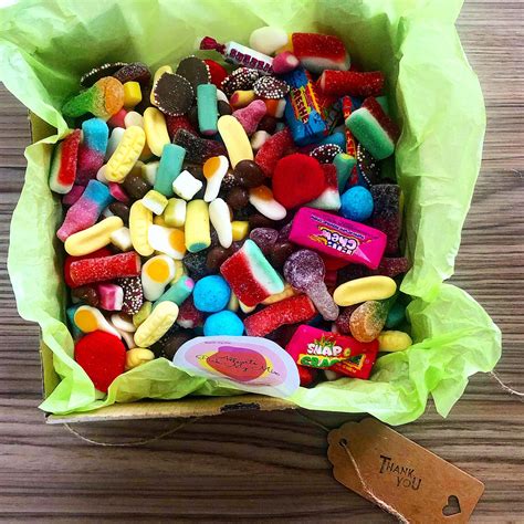 Pick n mix gift box with personalised tag thank you | Etsy