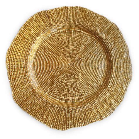 The Jay Companies 13" Round Infinity Gold Glass Charger Plate