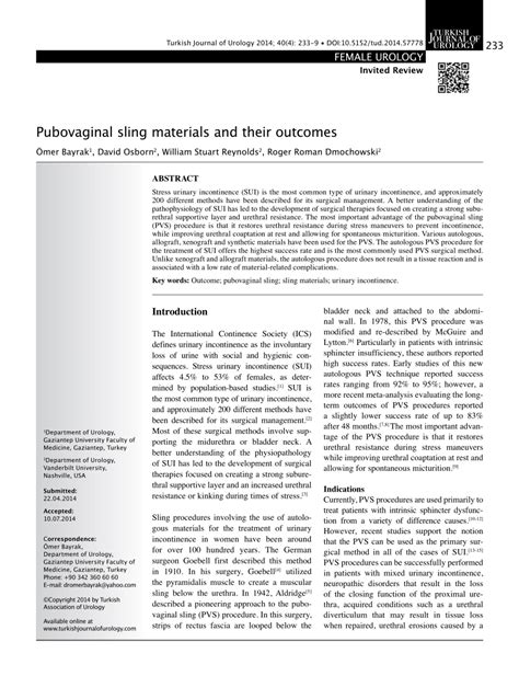 (PDF) Pubovaginal sling materials and their outcomes