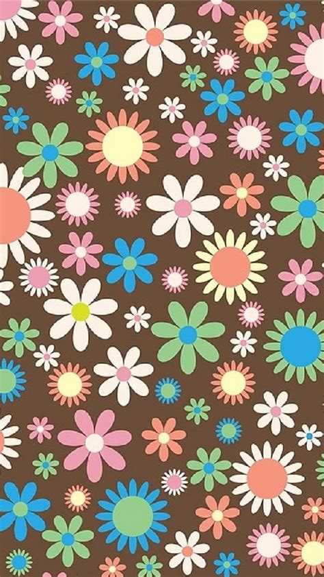 Brown floral, bacground, cartoon, daisy, desenho, flowers, pattern ...