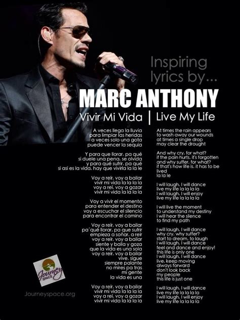 Inspiring Lyrics: Marc Anthony "Vivir Mi Vida" "Live My Life" with ...