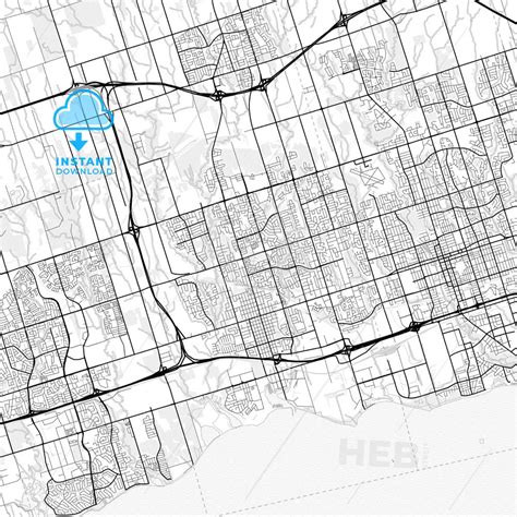 Nice bright vector map of Whitby, Ontario, Canada with fine structures ...