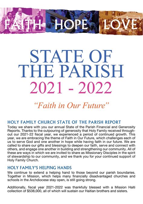 State of the Parish 2022 - Holy Family Church