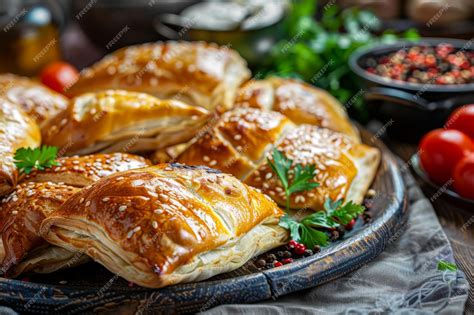 Premium Photo | Turkish Bureks Traditional Borek Meat Filled Pie Many Homemade Boureki Feta Buns ...