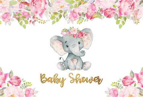 MEHOFOTO Cartoon Elephant Baby Shower pink Flowers Children photography backdrops Customized ...