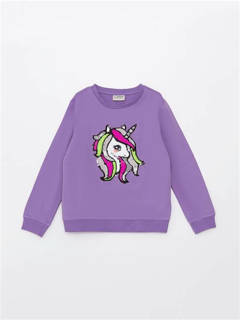 Crew Neck Two Way Sequined Long Sleeve Girls' Sweatshirts and Sweatpants -S30848Z4-GRL ...