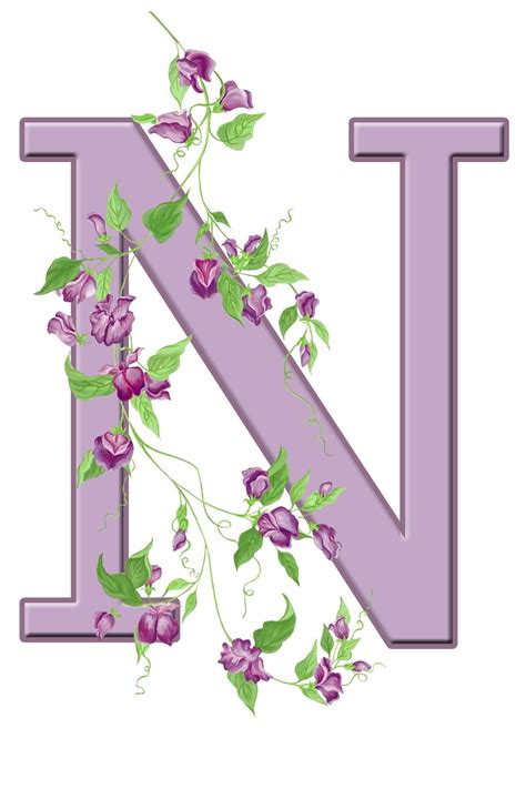 Pinterest | Floral initial, Letter n, Lettering