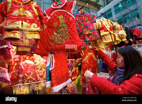 Traditional Chinese New Year clothes, Hong Kong, China Stock Photo ...