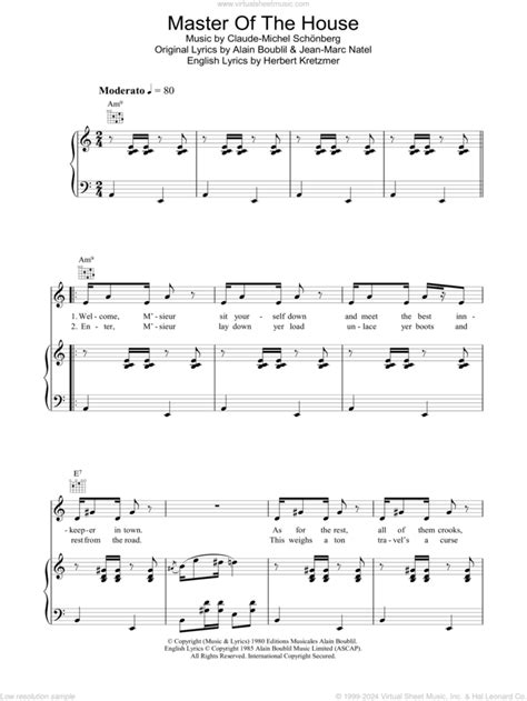 Master Of The House sheet music for voice, piano or guitar v3