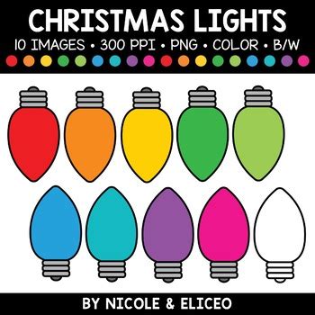 Christmas Light Bulb Clipart by Nicole and Eliceo | TpT