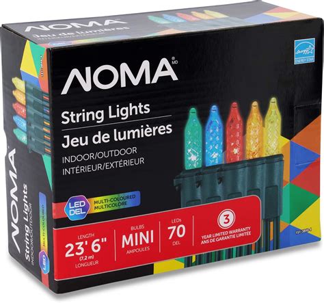 NOMA Premium Mini LED Christmas Lights | 70 Multi-Color String Lights | Indoor & Outdoor| 23.6 ...