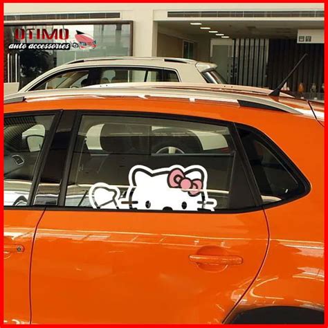 Lovely Hello Kitty Car Decal Stickers Window Sticker Cute Cartoon Auto Sticker KT Pink Car Vinyl ...