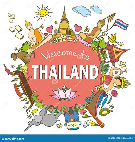 Thailand . Set Thai Color Vector Icons and Symbols , Vector Ill Stock ...