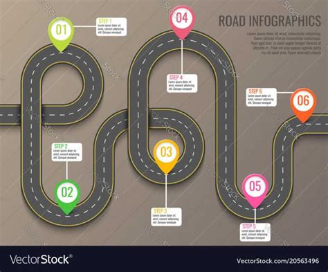 Infographics Template With Road Map Using Pointers With Blank Road Map Template