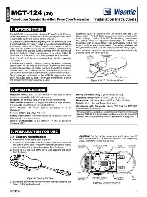 Installation Instructions - Visonic