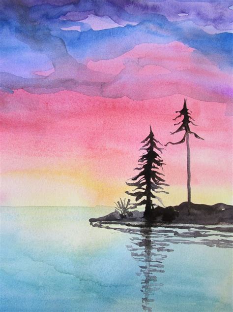 Sunset Paintings In Watercolor