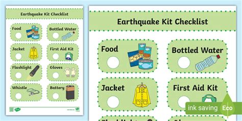 Earthquake Kit Checklist (teacher made) - Twinkl