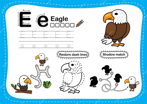 Premium Vector | Alphabet Letter E Eagle exercise with cartoon ...