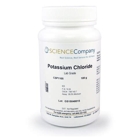 Lab Grade Potassium Chloride, 100g for sale. Buy from The Science Company.