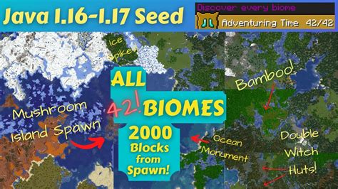 Minecraft 1.16-1.17 Seed: ALL (42+) Biomes 2000 Blocks from Mushroom ...