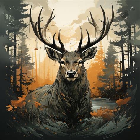 Premium AI Image | a deer with antlers in the woods