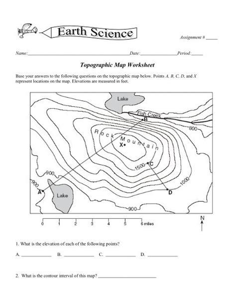 Earth Science Topographic Map Worksheet Key - The Earth Images Revimage.Org