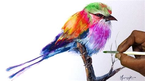 Bird watercolor painting | Colorful Bird watercolor painting tutorial for Beginners | Simple ...