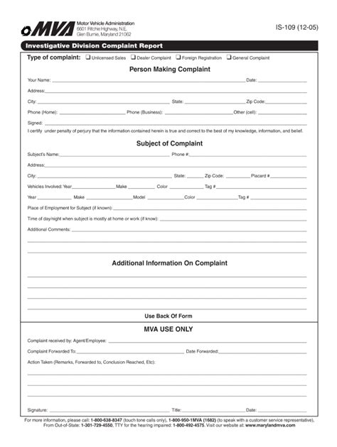 Maryland Motor Vehicle Administration Form Is109 - Fill Out and Sign ...