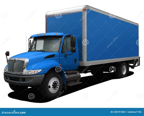 The Delivery Truck is Completely Blue. Stock Image - Illustration of ...