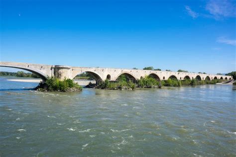 The Medieval Bridge Over the Rhone River Stock Photo - Image of natural, pont: 104355734