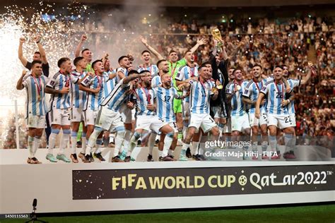 Lionel Messi of Argentina lifts the FIFA World Cup Qatar 2022... News ...