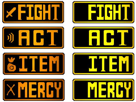 Pixilart - Undertale Custom FIGHT, ACT, ITEM, MERCY Buttons by Sub2JtPwayzYT