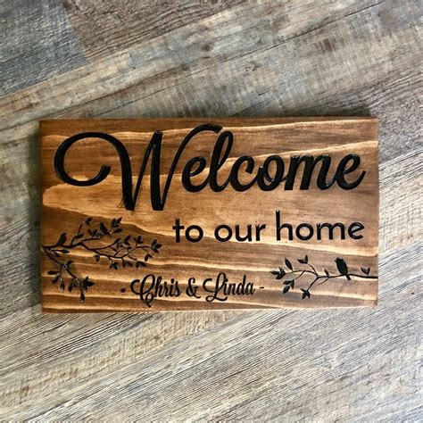 Personalized Welcome To Our Home Sign Carved Wooden Welcome | Etsy