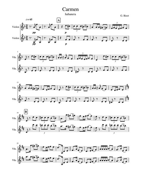 Carmen Sheet music for Violin (Solo) | Musescore.com